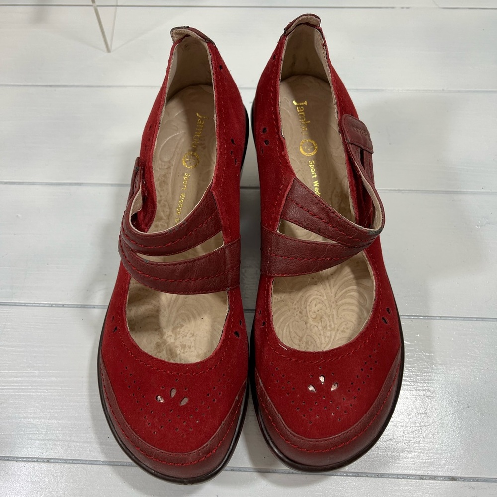 Jambu Scarlet red suede shoes size women’s 6.5